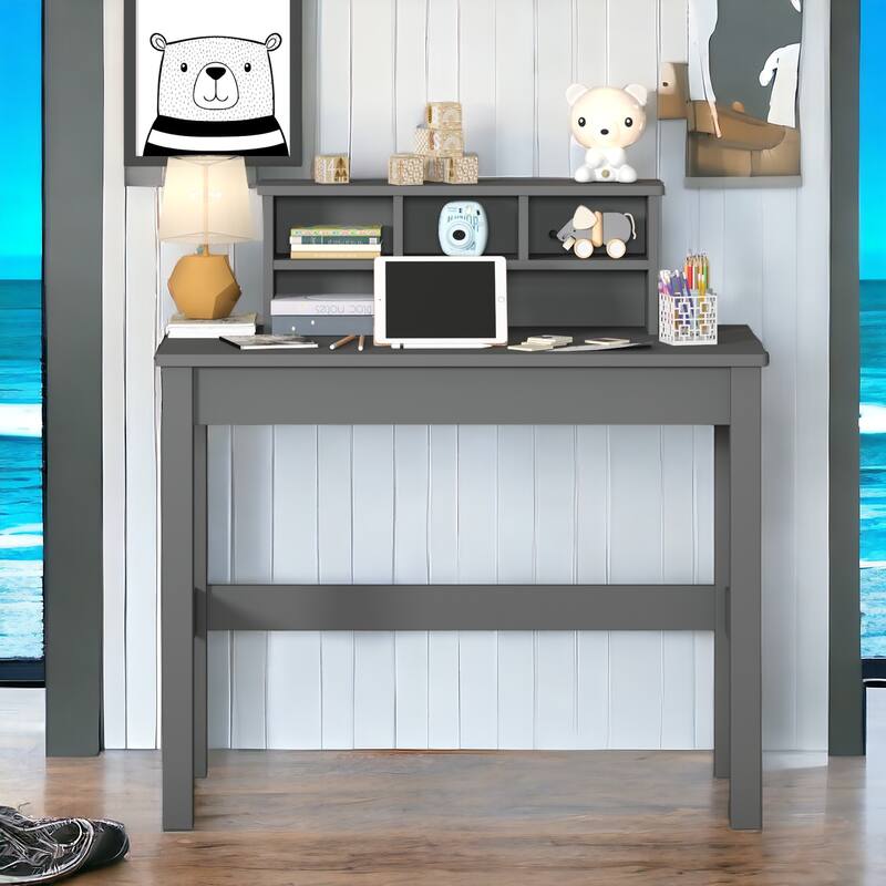 Spacious Rectangular Writing Desk with Hutch and Multiple Storage Compartments for Office Organization