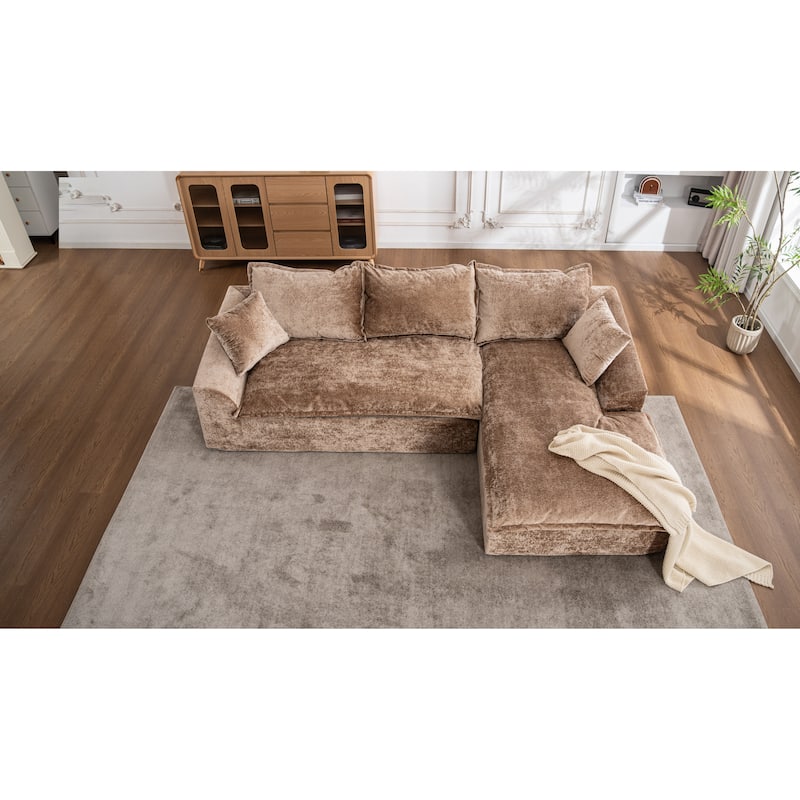 103" L-Shaped Cloud Sectional Sofa with Chaise, Upholstered Boneless Couches for Living Room, Modern Modular Chenille Sofa