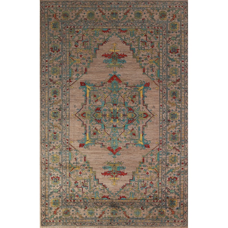 Brown Vegetable Dye Ziegler Oriental Area Rug Hand-Knotted Wool Carpet - 6'10"x 10'5"