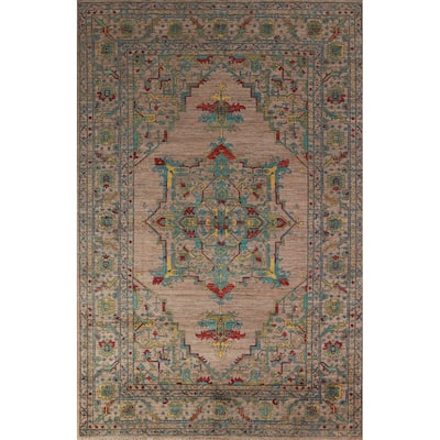 Brown Vegetable Dye Ziegler Oriental Area Rug Hand-Knotted Wool Carpet - 6'10"x 10'5"