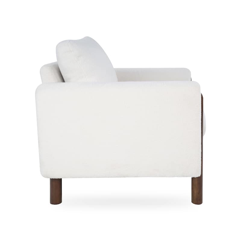 Christopher Knight Home Rowan Accent Chair Curved Handrails Single Sofa with Walnut Legs