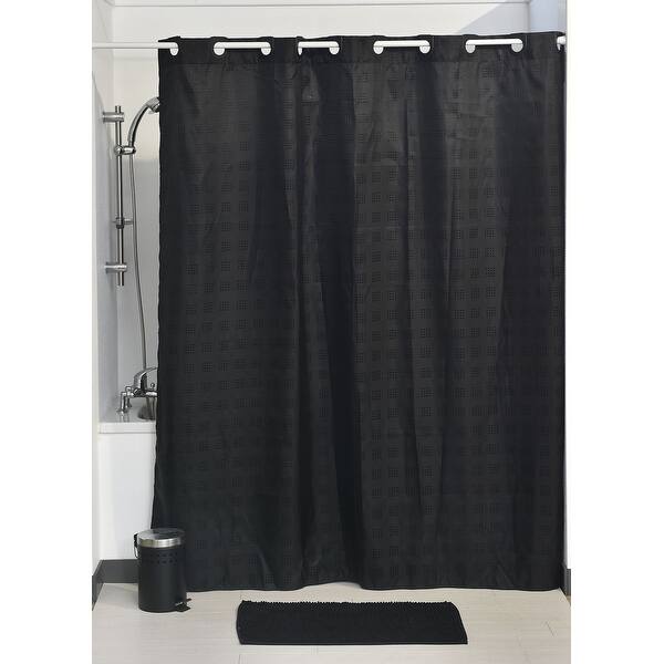 Black Stripe Bathroom Accessories Decor Country Club Hookless Shower Curtain