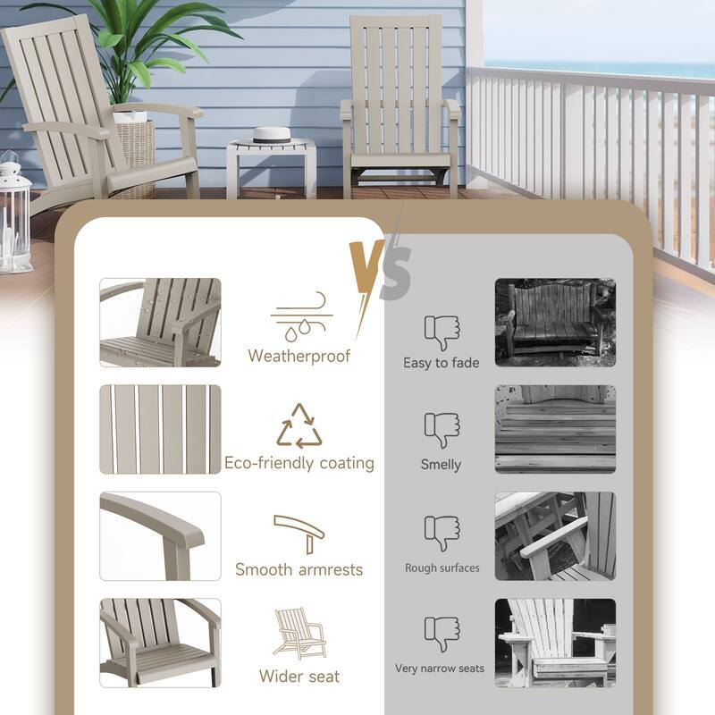 Adirondack Chairs, Folding Chairs for Outsider, Waterproof & UV Resistant Plastic Chair for Patio, Garden