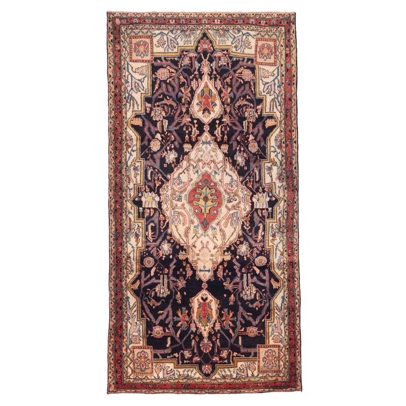 ECARPETGALLERY Hand-knotted Anatolian Vintage Dark Navy Wool Rug - 5'1 x 10'7