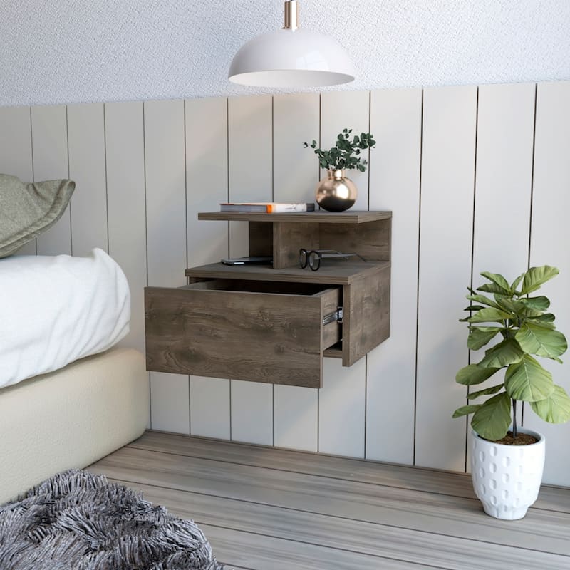 Floating Nightstand Flopini With One Drawer - Brown