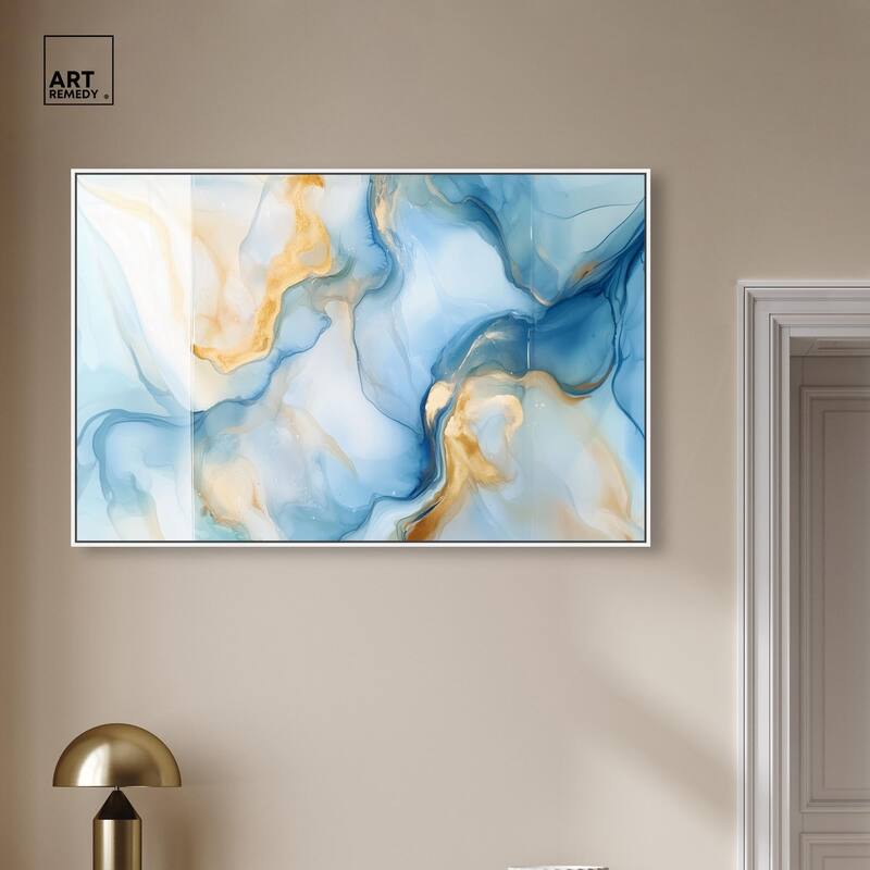 Blue Veined Gold Canvas by Art Remedy
