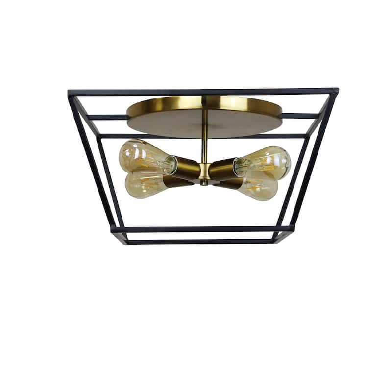 Farmhouse 4-light Two-Toned Flush Mount Fixture - Two Toned