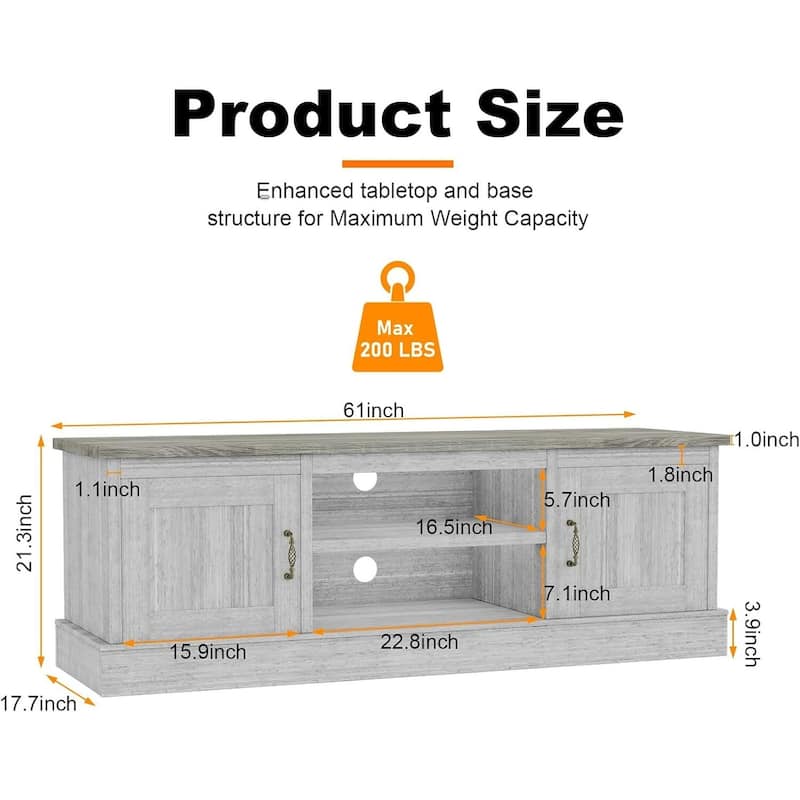 Farmhouse TV Stand, with Storage Cabinets
