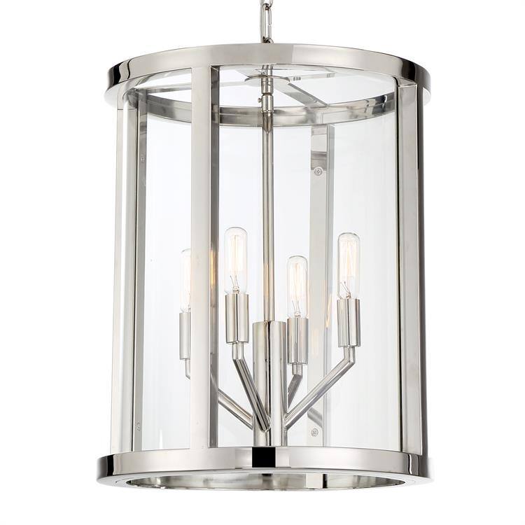 Libby Langdon for Crystorama Devon 4 Light Polished Nickel Lantern - 14'' W x 16.75'' H