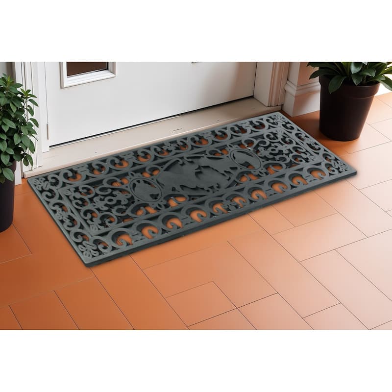 HomeRoots 9" X 30" Black Rubber Dog Outdoor Door Mat - 9' X '30 - 9' X '30