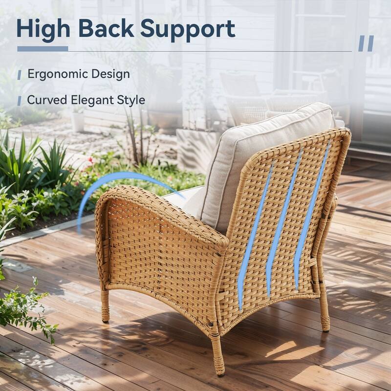 Gymojoy Stylish High Back Outdoor Wicker Dining Chairs Set of 2