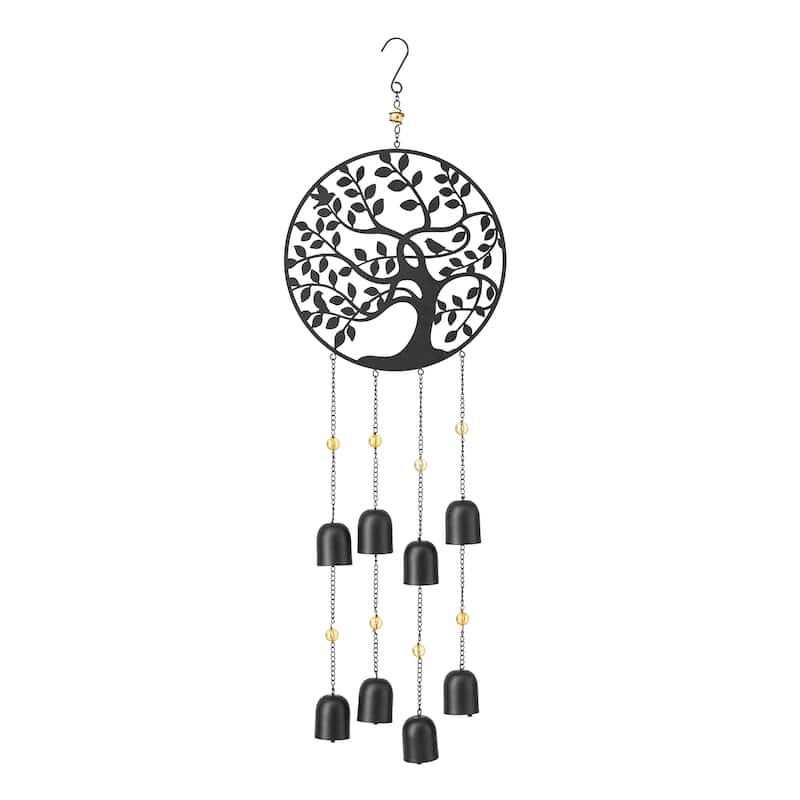 Glitzhome 32"H Metal Tree of Life Windchime with Bells - 32''H