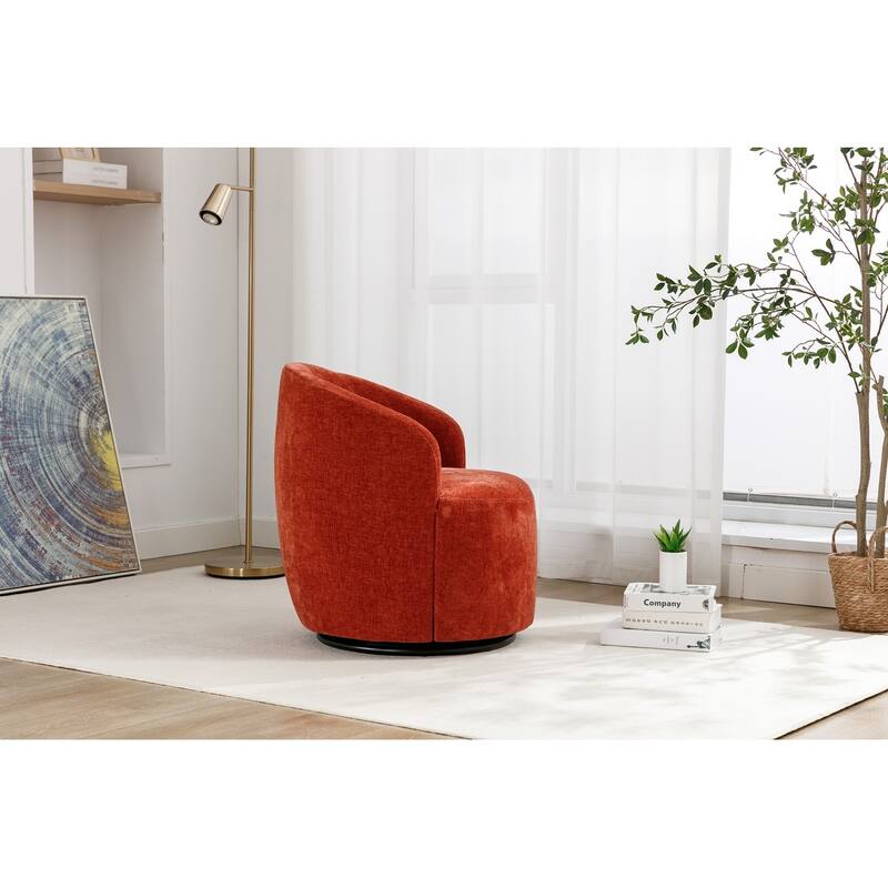 Chenille Fabric Swivel Accent Armchair Barrel Chair