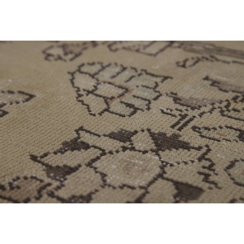 Floral Tabriz Persian Vintage Area Rug Handmade Beige Wool Carpet - 9'8" x 12'4"