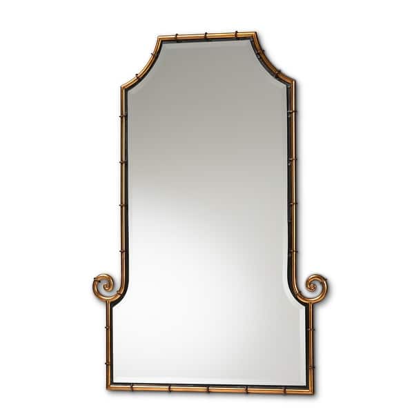 Layan Gold Finished Metal Bamboo Inspired Accent Wall Mirror