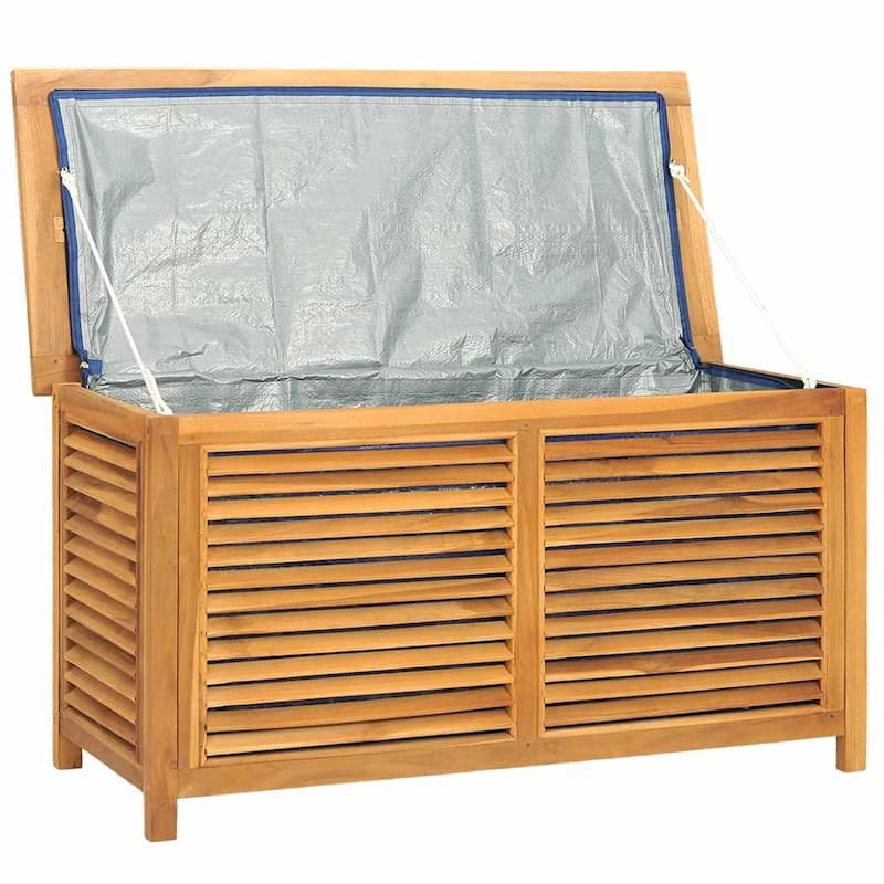 vidaXL Patio Storage Box Outdoor Cushion Storage with Bag Solid Wood Teak