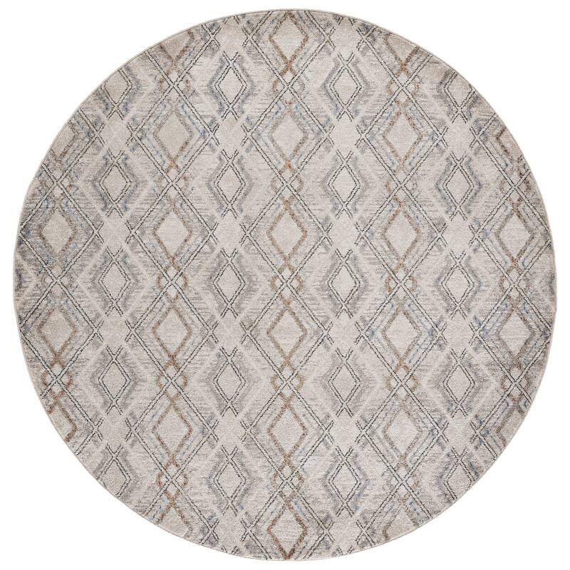 SAFAVIEH Grove Germa Boho Rug - 6'7" Round - Ivory/Blue Rust