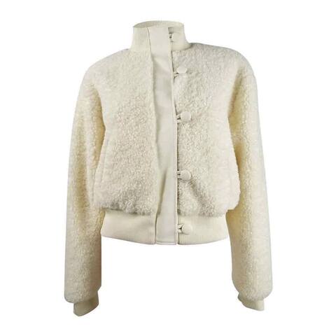 Becca Tilley x Bar III Women's Cropped Faux-Fur Bomber Jacket (L, Snow Globe) - L