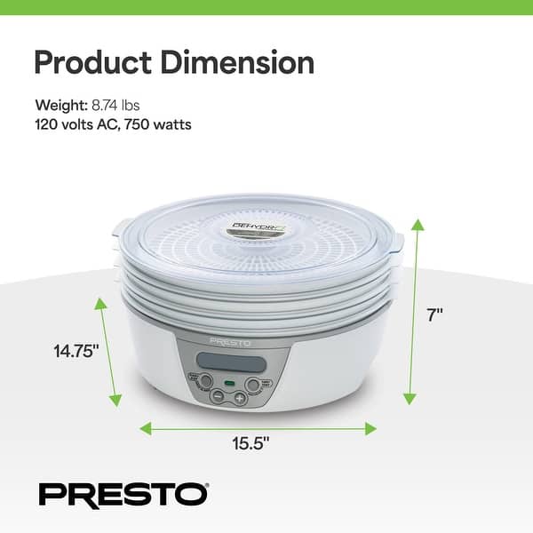 Presto Dehydro 6-Tray Digital Electric Food Dehydrator for Fruits & Vegetables - 15.5