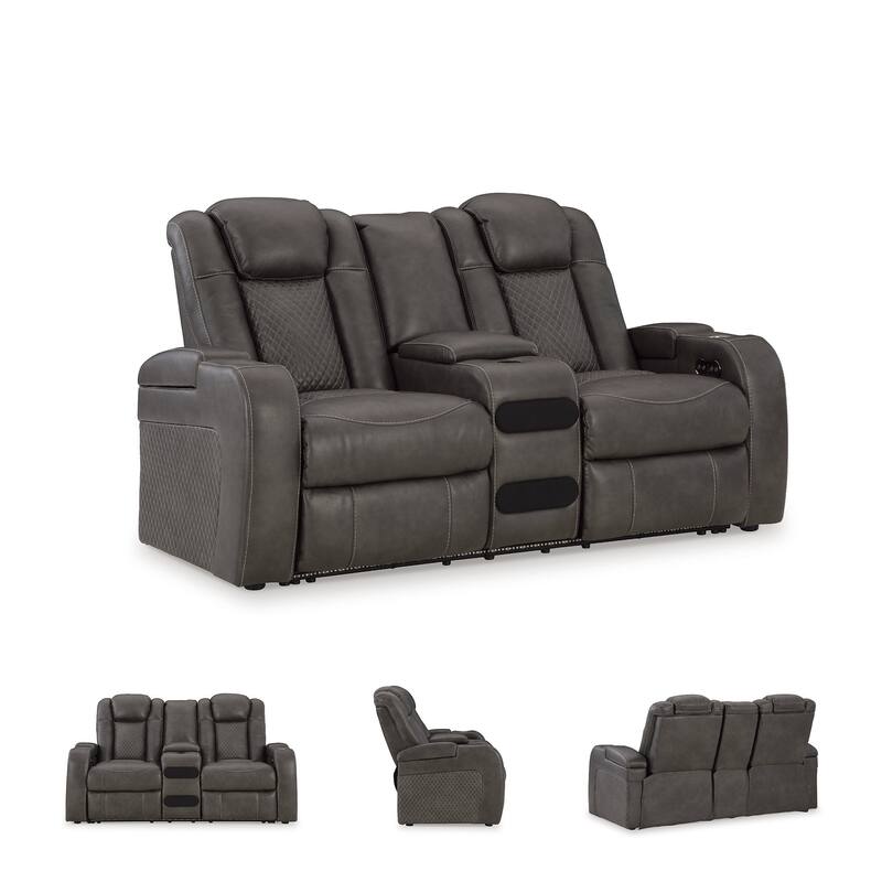 Signature Design by Ashley Fyne-Dyme Power Reclining Loveseat with Console - 74"W x 43"D x 43"H