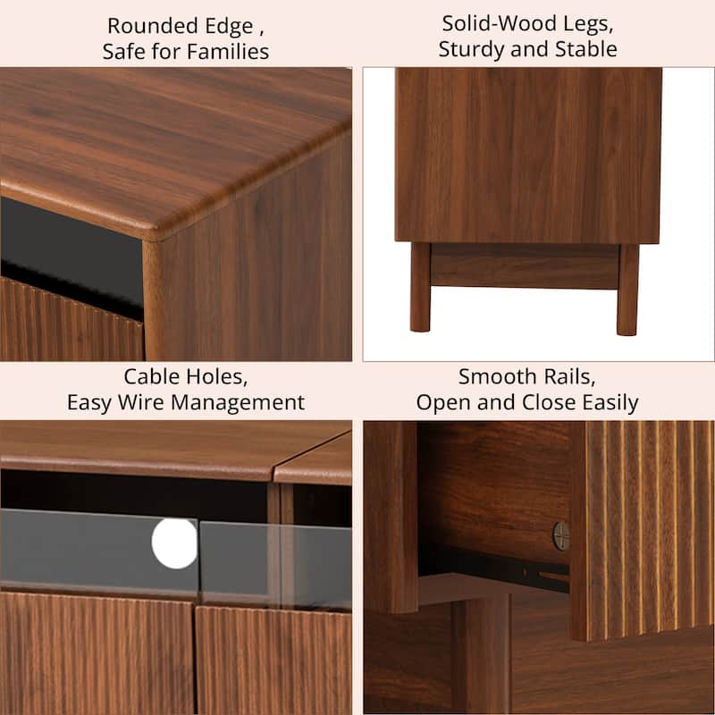 78" TV Stand Entertainment Center for up to 85" TVs, Modern Media Console with Glass Drawers for Living Room & Bedroom