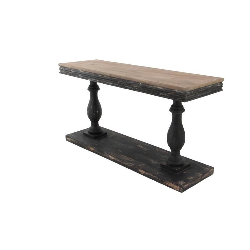 Wood Distressed Console Table with Brown Wood Top - Black - Roche River Decor - 18"Wx59"Lx31"H