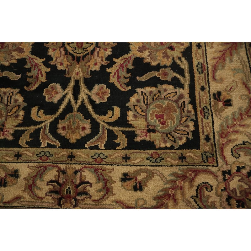 Hand Knotted Oriental 100% Wool Carpet Traditional Floral Black Agra Area Rug - 8' 4'' X 5' 5''