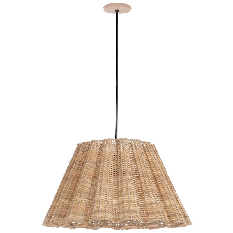SAFAVIEH Luca 17-Inch Cane Pendant Light, Woven Shade Ceiling Fixture with Hardwired Installation, E27 Bulb Base