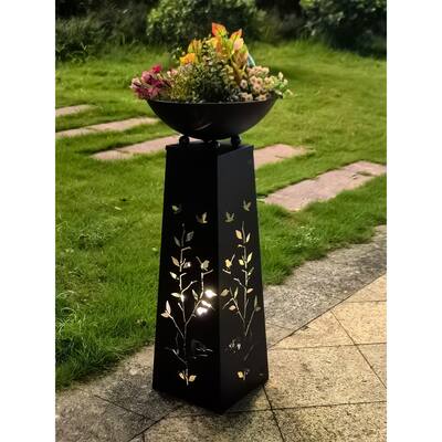 LED Solar Powered Metal Willow Branch Planter Holder - 27"