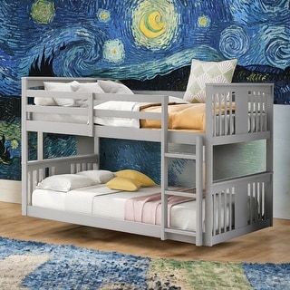 Modren Twin Over Twin Bunk Bed With Ladder And Solid Construction For Bedroom
