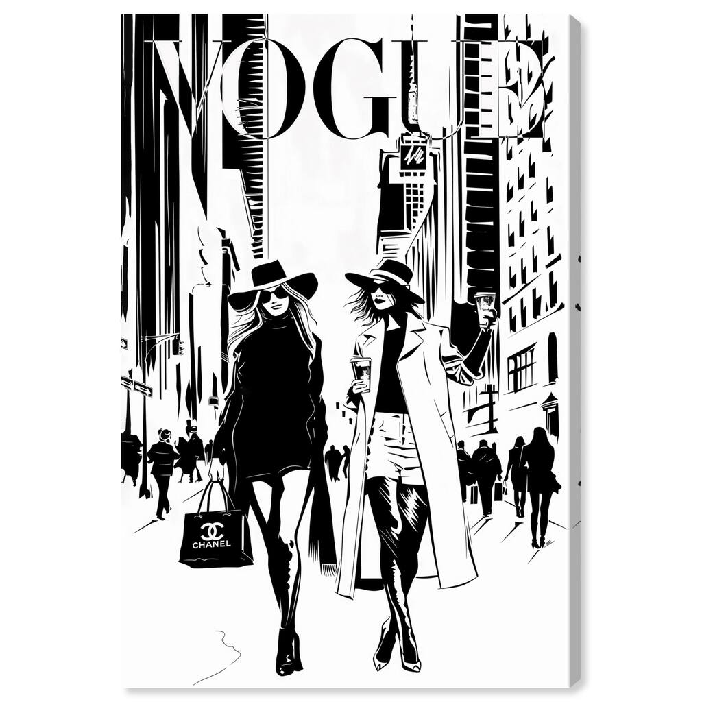 Shopping Gals Cover Canvas by Art Remedy, Gallery Wrapped