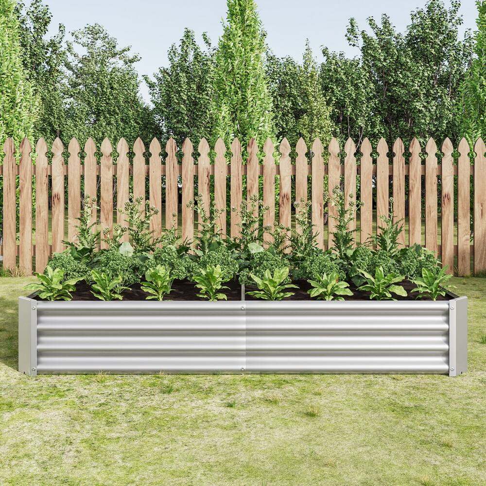 Outdoor Galvanized Metal Raised Garden Bed Kit - 6 x 3 x 1 ft