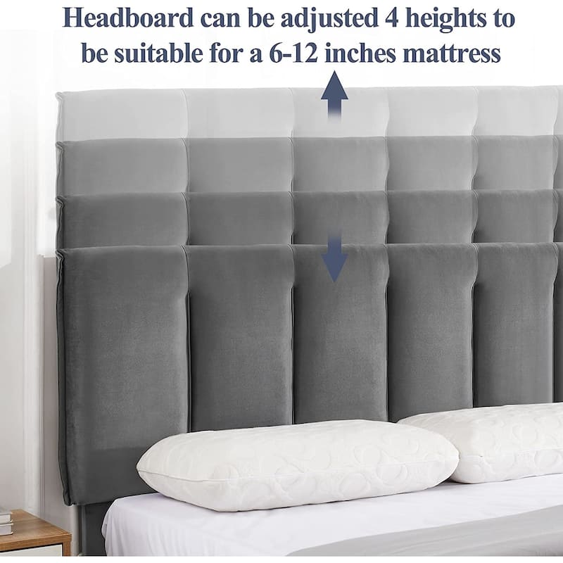 Javlergo Bed Frame with Storage Drawers, Upholstered Platform Bed Frame with Adjustable Headboard