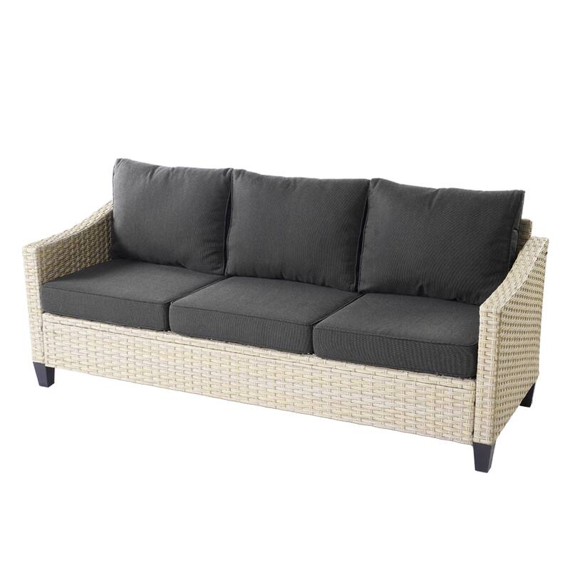 HOOOWOOO 9-piece Wicker Outdoor Patio Seating Set with Fire Pit Table