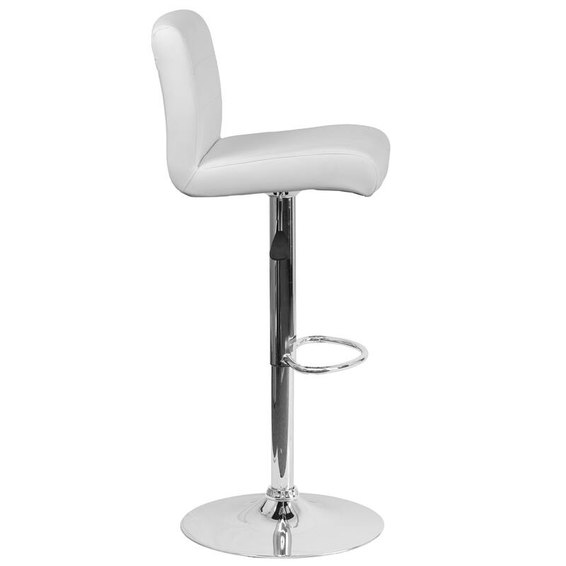 2 Pack Vinyl Adjustable Height Barstool with Rolled Seat and Chrome Base