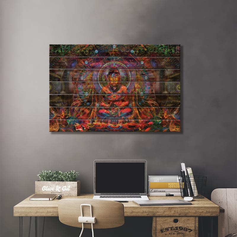 Buddha Print On Wood by Jumbie - Multi-Color