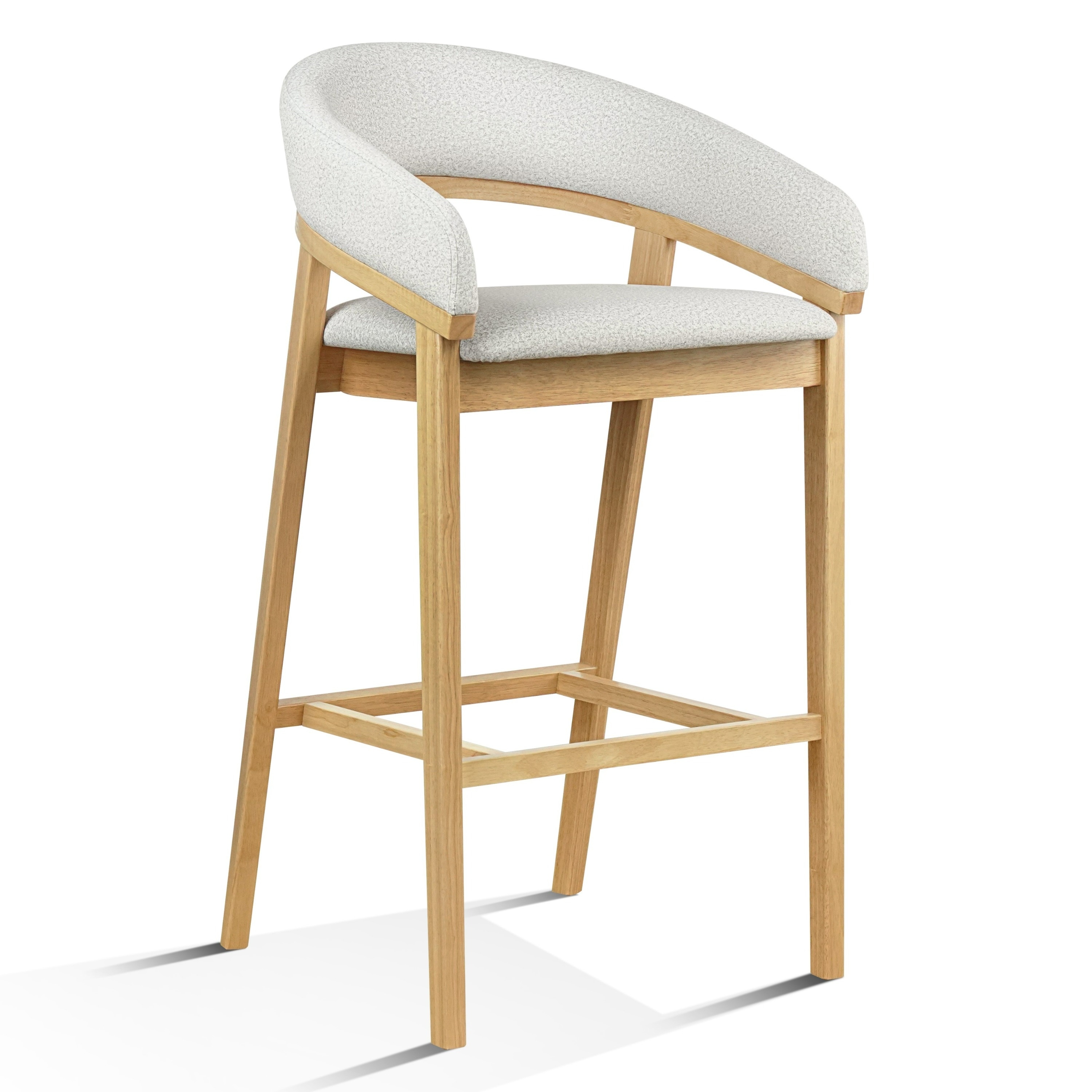 Truman Mid-Century Modern Grey & Natural Oak Bar Chair (Set of 2)