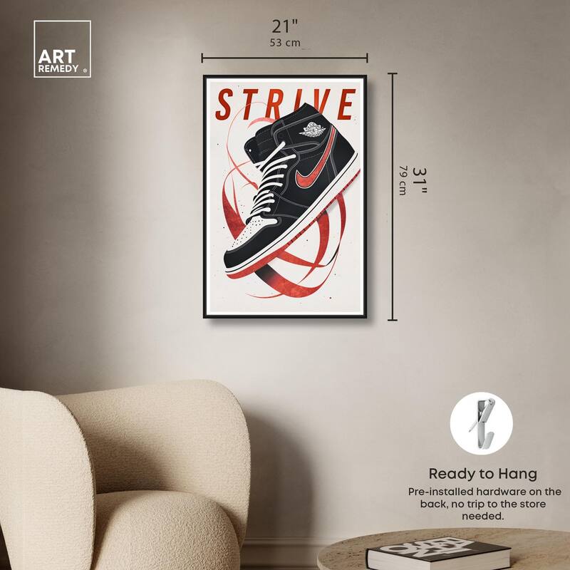 Red Ribbon Sneaker Canvas by Art Remedy