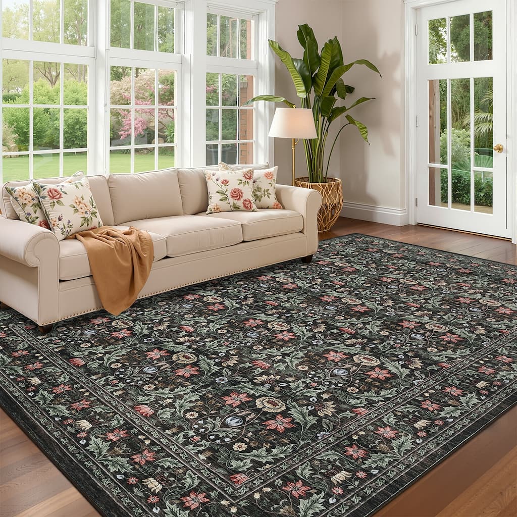Garvee Vintage Allover Floral Trellis Area Rug