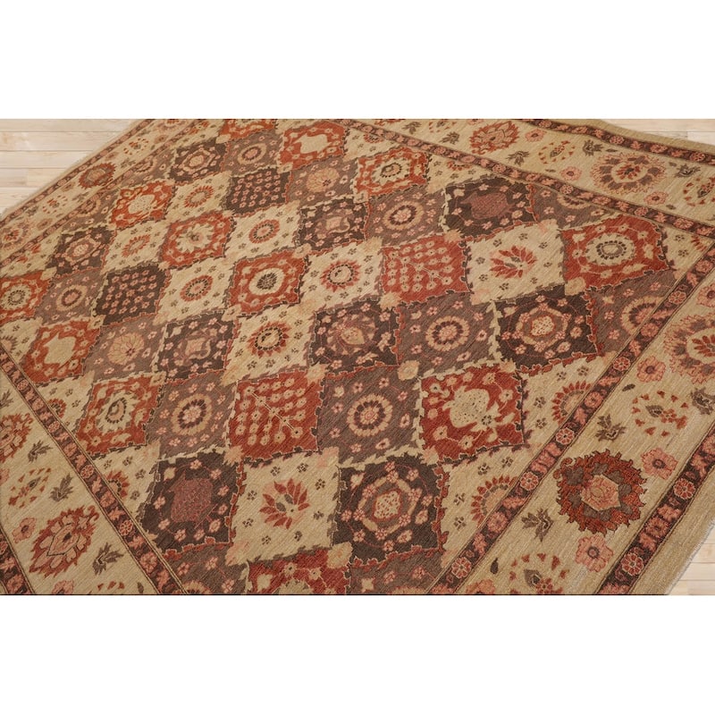 Hand Knotted Peshawar Tan Persian Wool Traditional Oriental Area Rug - 8' 1'' x 10' 2''