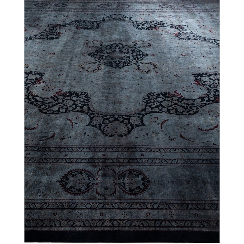 Overdyed, One-of-a-Kind Hand-Knotted Area Rug - Black - 12' 6" x 17' 10"