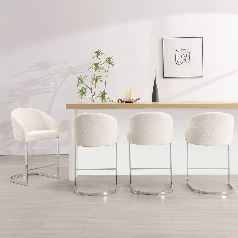 26" Fabric Upholstered Counter Height Bar Stools with Arms - 37" H x 22.4" W x 22" D