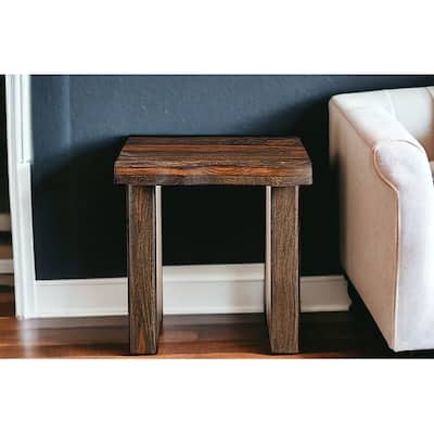 HomeRoots 23" Dark Brown And Brown Wood Solid Wood Square End Table - 21' X '23' X '21