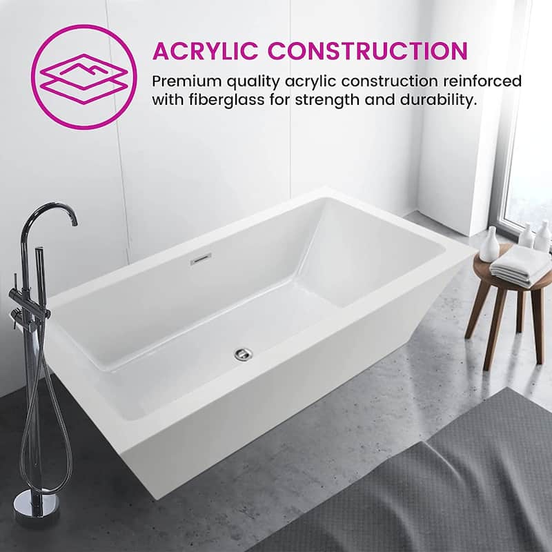 Vanity Art 67" Acrylic Freestanding Soaking Bathtub