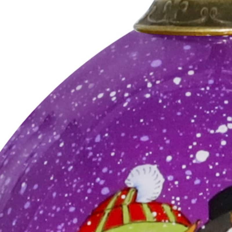 Amore Snowmen Hand Painted Mouth Blown Glass Ornament - 4.75" x 2.5" x 2.5"
