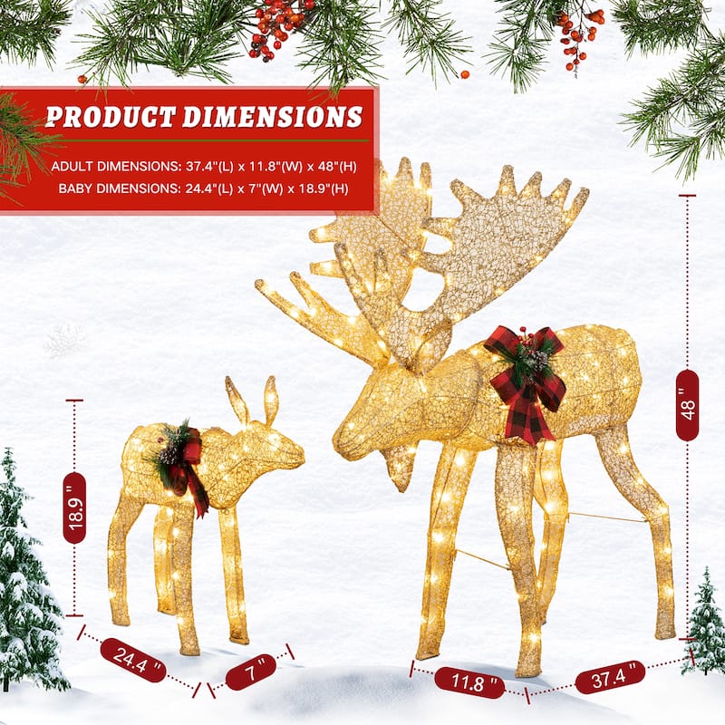 Futzca Christmas Light Holiday Reindeer & Sleigh