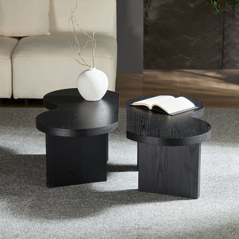 Accent Butterfly Coffee Table with Sturdy Legs, Wood Nesting Coffee Table, Modern Low Center Table for Living Room, Office