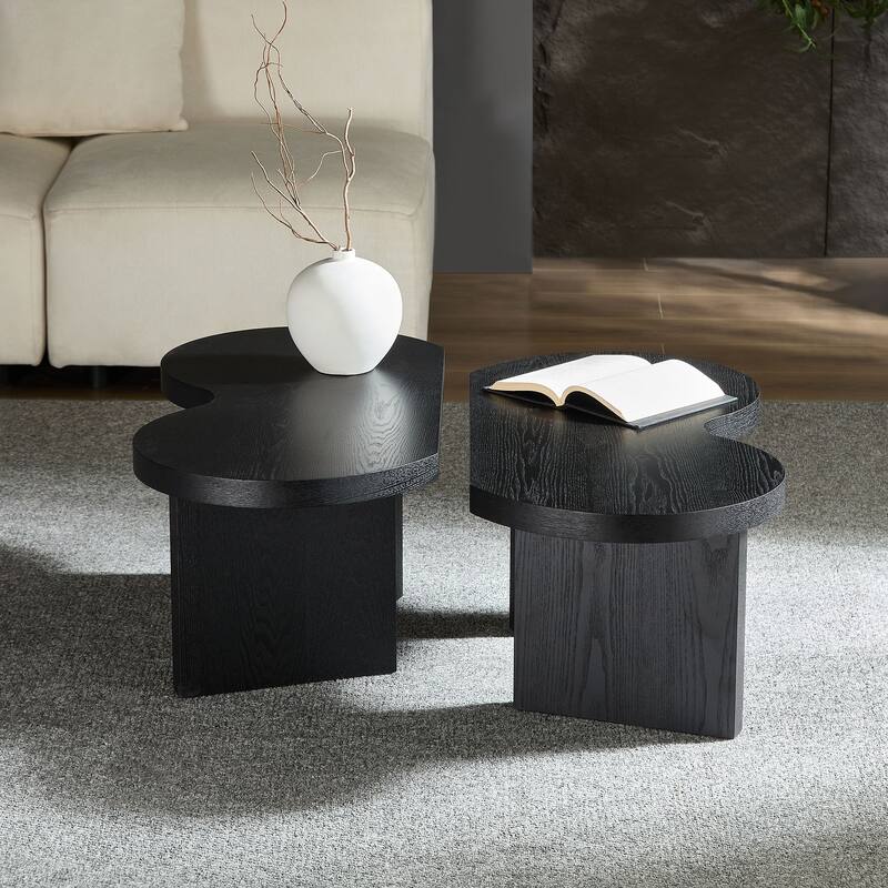 Living Room Coffee Table Centre Table with A Butterfly Shaped, Split Accent Table Console Table