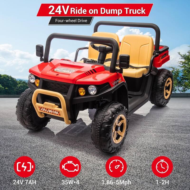 24V 2 Seater Ride On Dump Truck UTV Toy for Kids Best Gifts