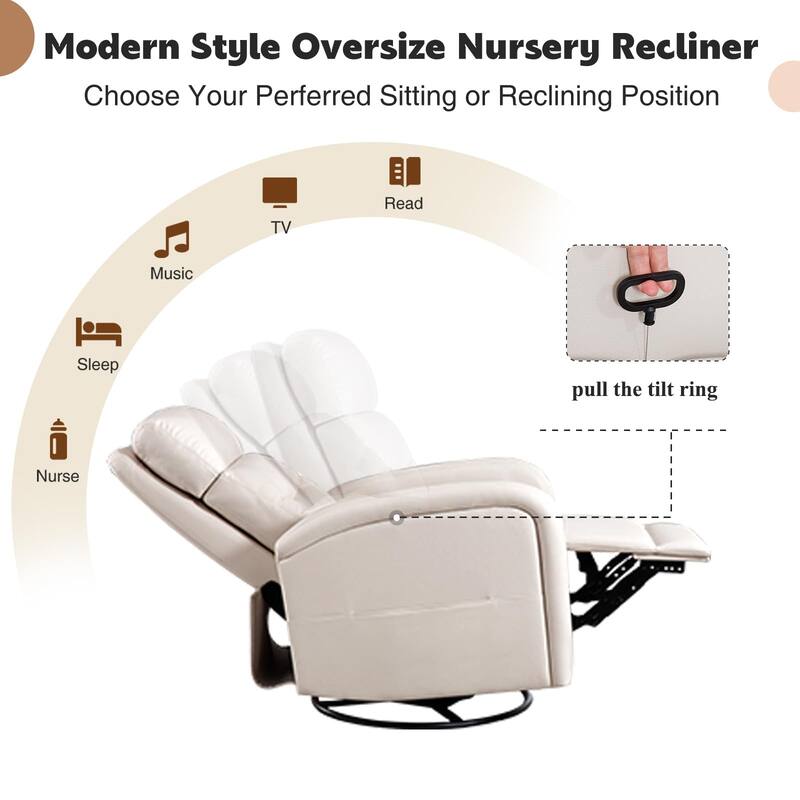 Aemeios Faux Leather Swivel Glider Rocker Manual Recliner Set of 2